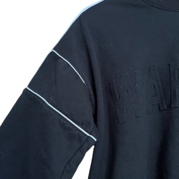 Women’s/Big Girls’ Black “WARRIOR” Long Sleeve Top w/ White Trim Sz 7-9 - Picture 7 of 8